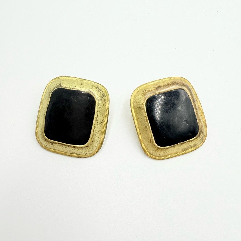 Vintage Gold Enamel Designer Earrings